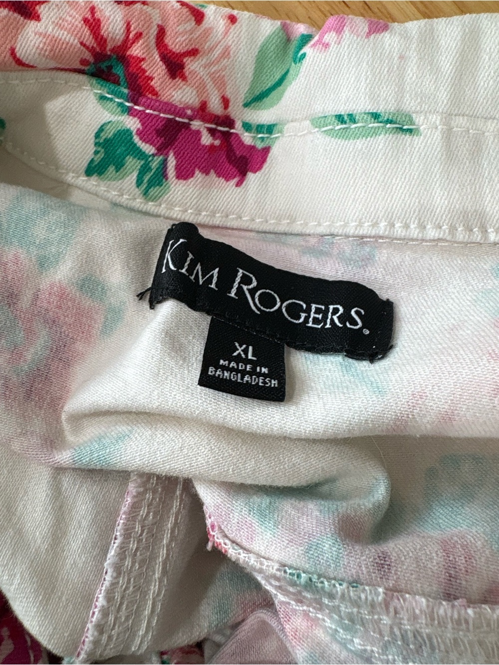 Kim Rogers Cream Floral Jean Jacket with Pink Roses - Picture 2 of 7